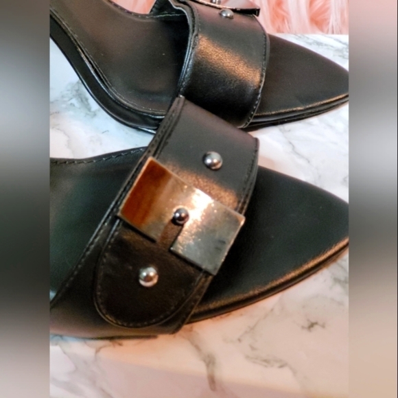 BLACK Buckle Strap Peep Toe - Picture 7 of 10